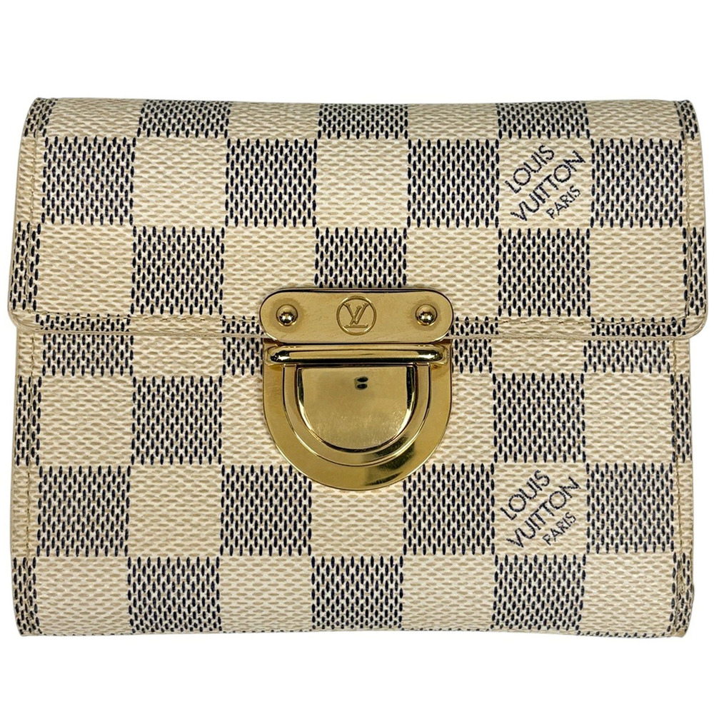 Louis Vuitton Portefeuille Koala Tri fold Wallet Coin Damier Azur White